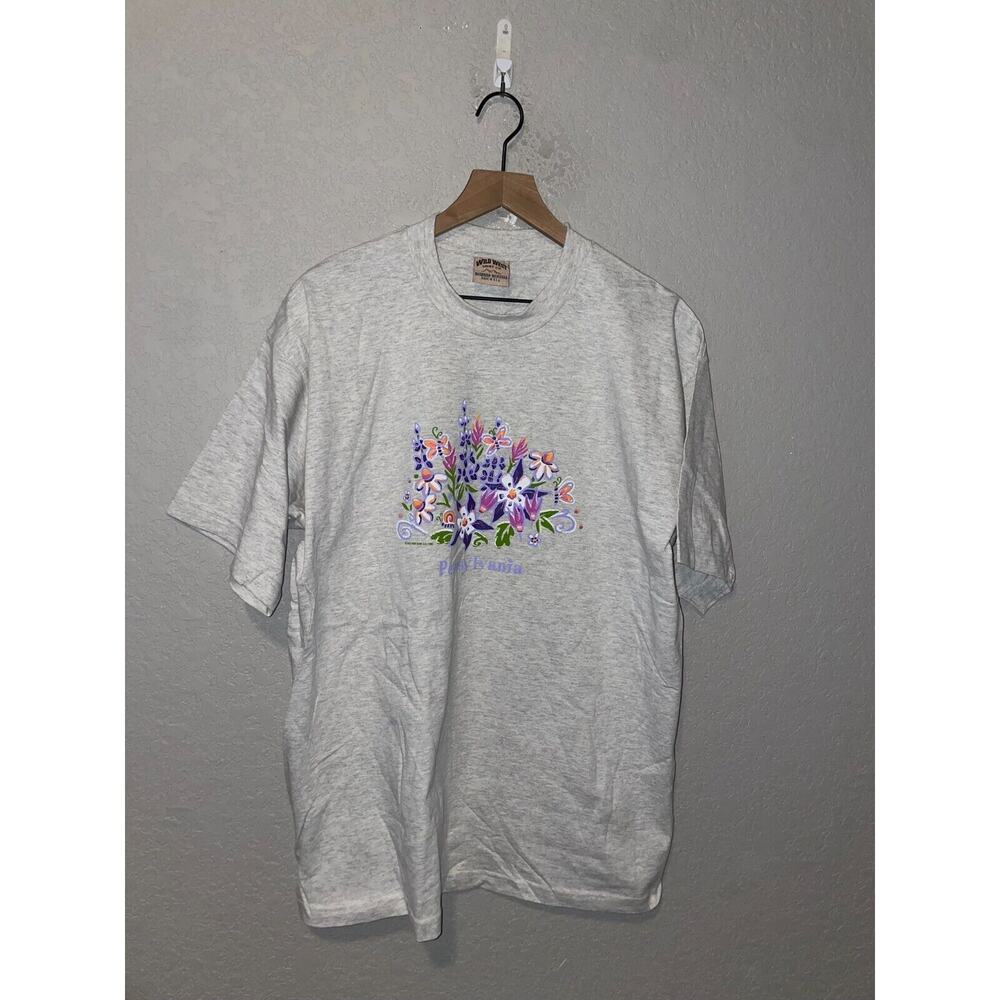 Vintage Pennsylvania Wildflower Shirt Wild West Tee Flower Gray 1999 VTG 90s XL